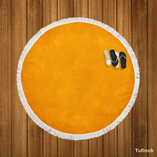 Orange Yellow Grainy Round Beach Towel