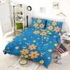 Orange Yellow Small Floral On Blue Bedding Set