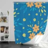 Orange Yellow Small Floral On Blue Shower Curtain