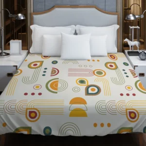 Orange and Yellow Flat Boho Geometric Pattern Duvet Cover