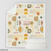 Orange and Yellow Flat Boho Geometric Pattern Sherpa Fleece Blanket