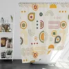 Orange and Yellow Flat Boho Geometric Pattern Shower Curtain