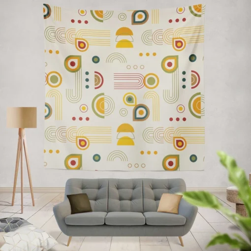 Orange and Yellow Flat Boho Geometric Pattern Wall Tapestry