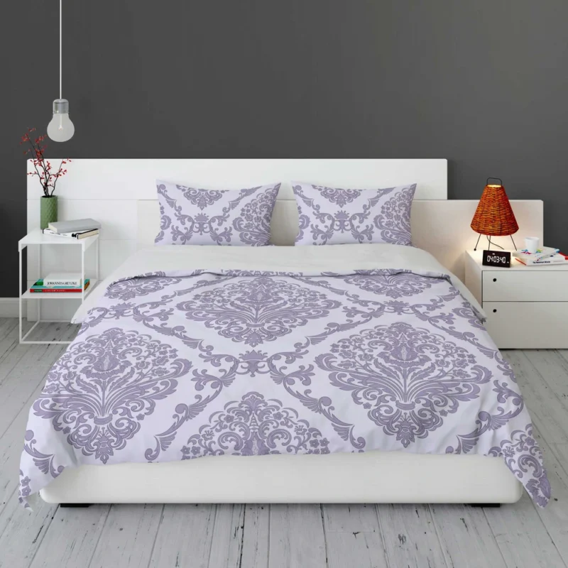 Orchid Purple Vintage Damask Bedding Set 1