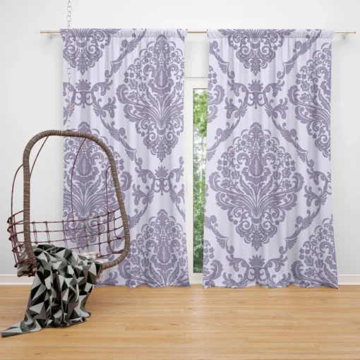 Orchid Purple Vintage Damask Curtain