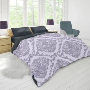 Orchid Purple Vintage Damask Duvet Cover 1