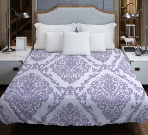 Orchid Purple Vintage Damask Duvet Cover