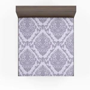 Orchid Purple Vintage Damask Fitted Sheet