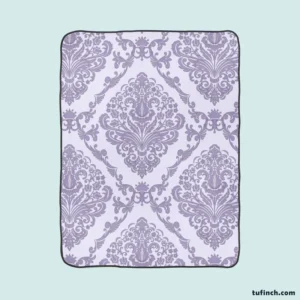 Orchid Purple Vintage Damask Fleece Blanket 1