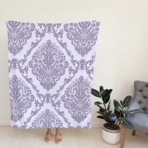 Orchid Purple Vintage Damask Fleece Blanket