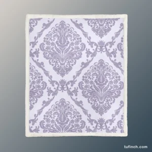 Orchid Purple Vintage Damask Sherpa Fleece Blanket 1