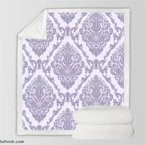 Orchid Purple Vintage Damask Sherpa Fleece Blanket