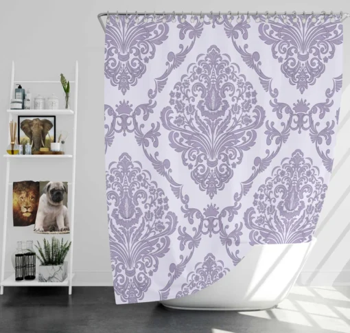 Orchid Purple Vintage Damask Shower Curtain