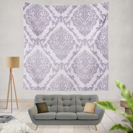 Orchid Purple Vintage Damask Wall Tapestry