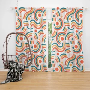 Organic Flat Design Abstract Element Pattern Curtain