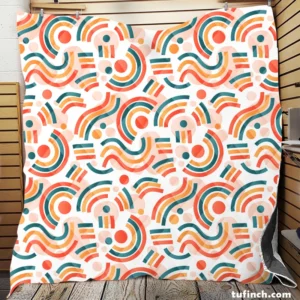 Organic Flat Design Abstract Element Pattern Quilt Blanket