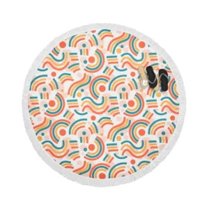 Organic Flat Design Abstract Element Pattern Round Beach Towel