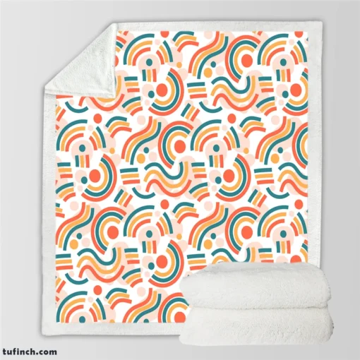 Organic Flat Design Abstract Element Pattern Sherpa Fleece Blanket