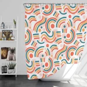 Organic Flat Design Abstract Element Pattern Shower Curtain