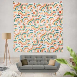 Organic Flat Design Abstract Element Pattern Wall Tapestry