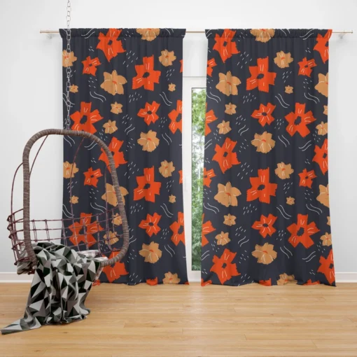 Organic Flat Floral Print Curtain