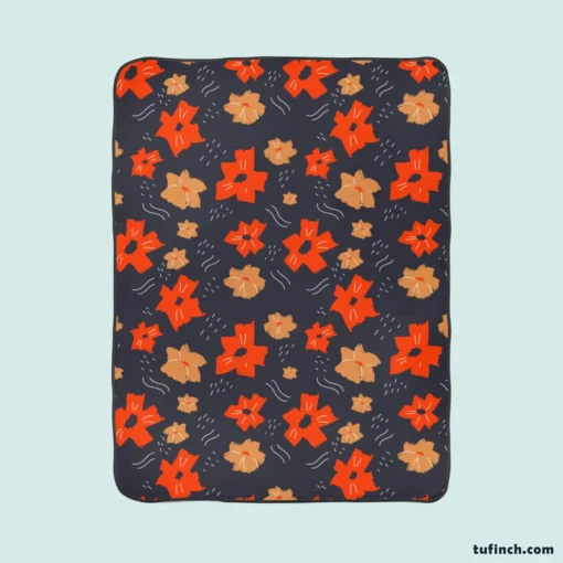 Organic Flat Floral Print Fleece Blanket 1