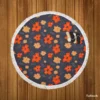 Organic Flat Floral Print Round Beach Towel