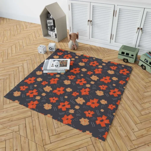 Organic Flat Floral Print Rug 1