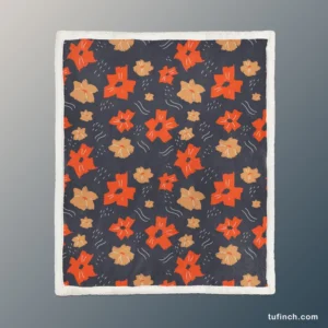 Organic Flat Floral Print Sherpa Fleece Blanket 1