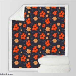 Organic Flat Floral Print Sherpa Fleece Blanket