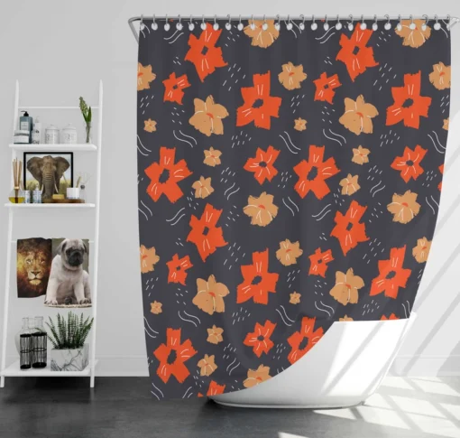 Organic Flat Floral Print Shower Curtain