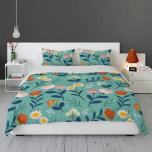 Organic Flat Pressed Flowers Pattern Bedding Set 2