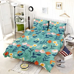 Organic Flat Pressed Flowers Pattern Bedding Set