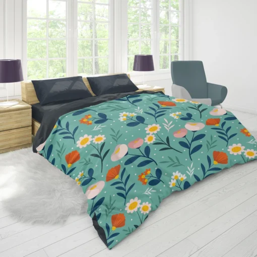 Organic Flat Pressed Flowers Pattern Duvet Cover 1