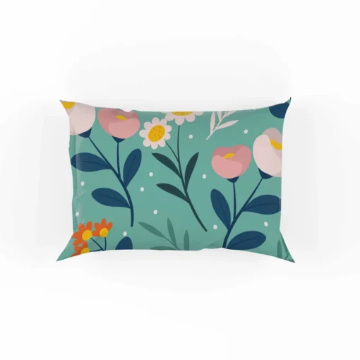 Organic Flat Pressed Flowers Pattern Pillow Case