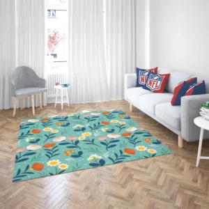 Organic Flat Pressed Flowers Pattern Rug 2