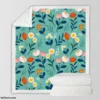 Organic Flat Pressed Flowers Pattern Sherpa Fleece Blanket