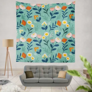 Organic Flat Pressed Flowers Pattern Wall Tapestry