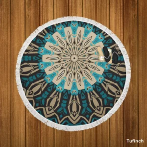 Oriental Mandala Ornament Pattern Round Beach Towel