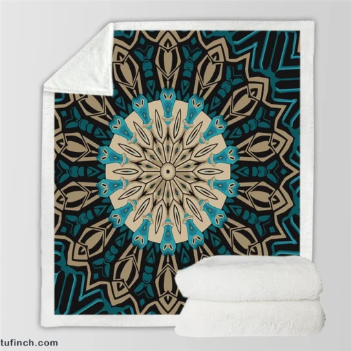 Oriental Mandala Ornament Pattern Sherpa Fleece Blanket