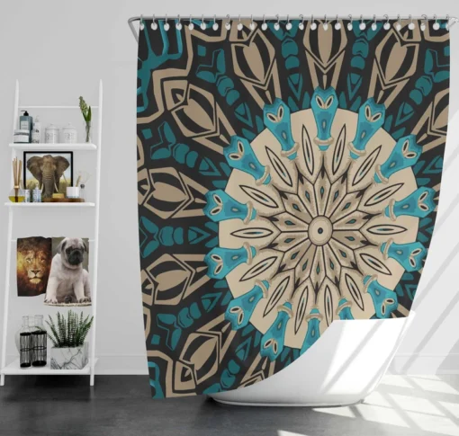 Oriental Mandala Ornament Pattern Shower Curtain