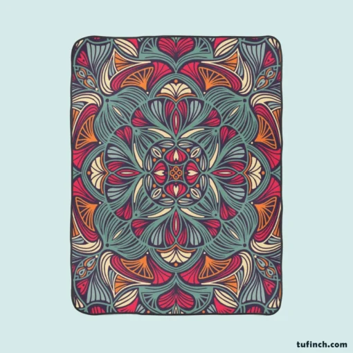 Ornamental Floral Ethnic Mandala Fleece Blanket 1