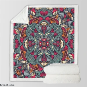 Ornamental Floral Ethnic Mandala Sherpa Fleece Blanket