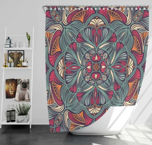 Ornamental Floral Ethnic Mandala Shower Curtain