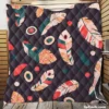 Ornate Feather Design Quilt Blanket