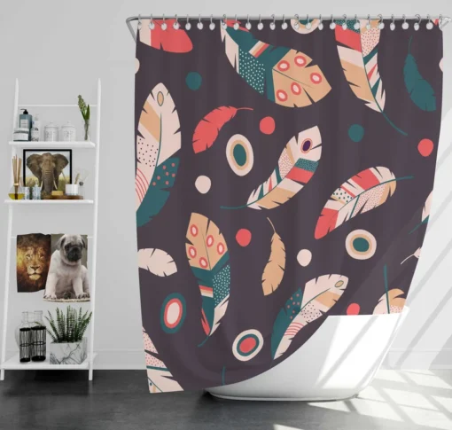 Ornate Feather Design Shower Curtain