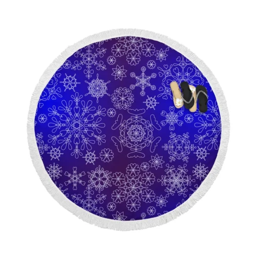 Outlined Ornamental 3D Pattern Round Beach Towel