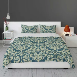 Pacific Sea Teal Damask Design Bedding Set 1