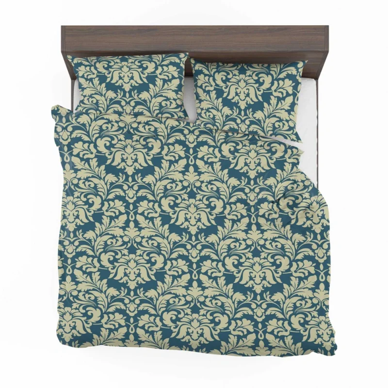 Pacific Sea Teal Damask Design Bedding Set 2