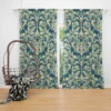 Pacific Sea Teal Damask Design Curtain